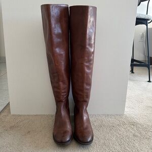 ARTURO CHIANG Leather Over the Knee Cognac Brown Tall Flat Boot - 7.5M